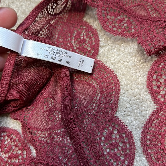 Zenana wine lace racerback bralette w/ pads L - Picture 6 of 9